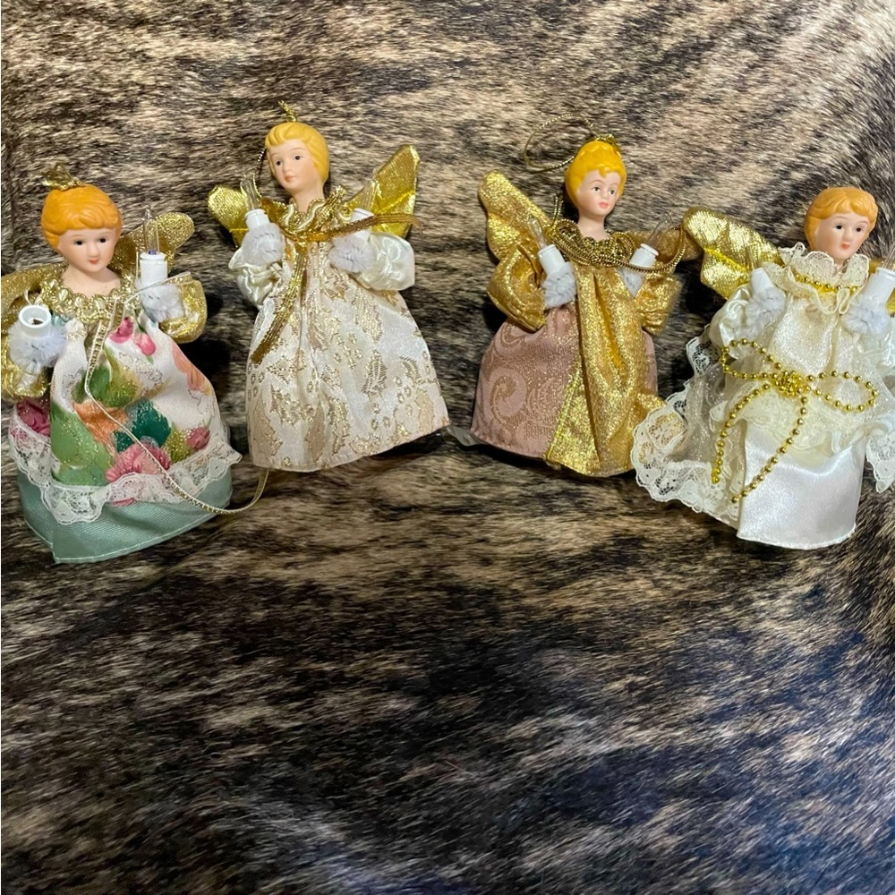 Angel Christmas Tree Ornaments Figurines Set‎ of 4 4-5 inches
